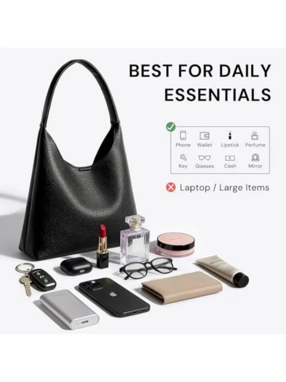Trendy Slouchy Hobo Bag for Women | Small Everyday Purse | Chic Shoulder Bag